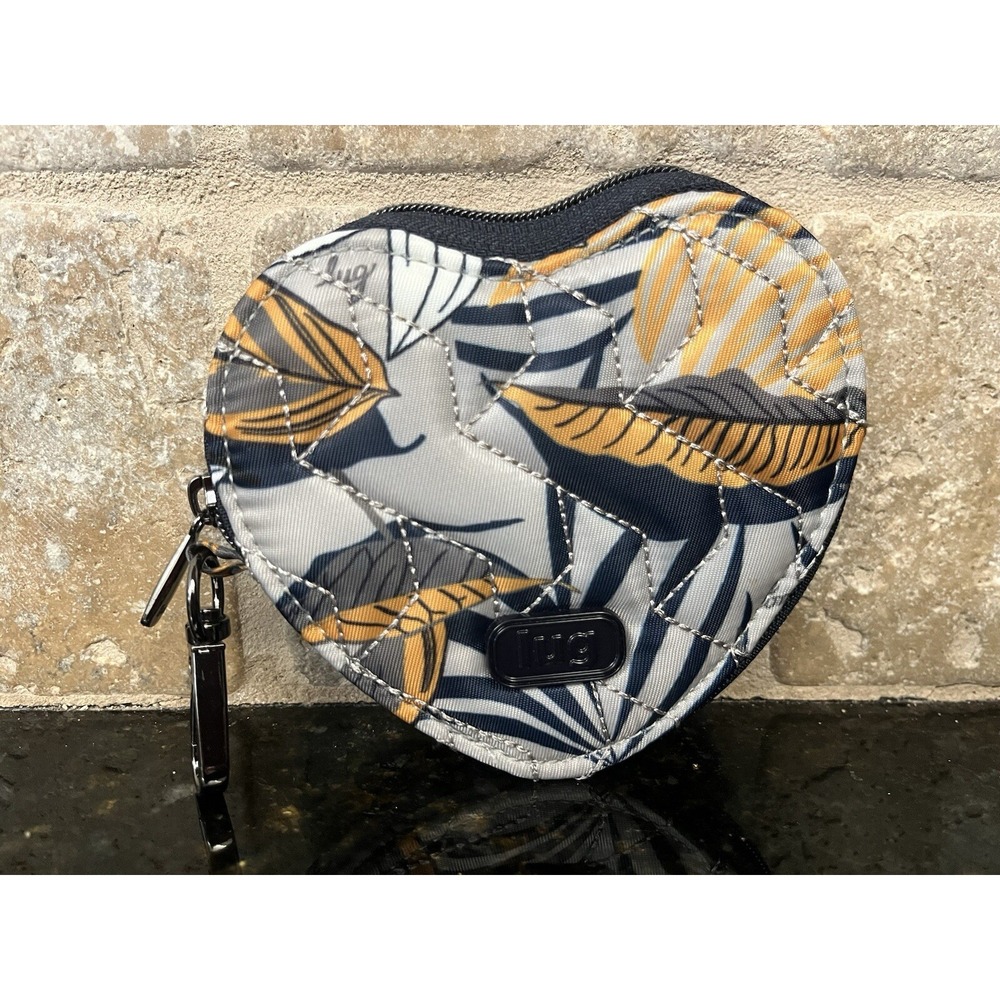 Lug Heart Pouch Coin Purse Charm with Lobster Claw in Lily Grey